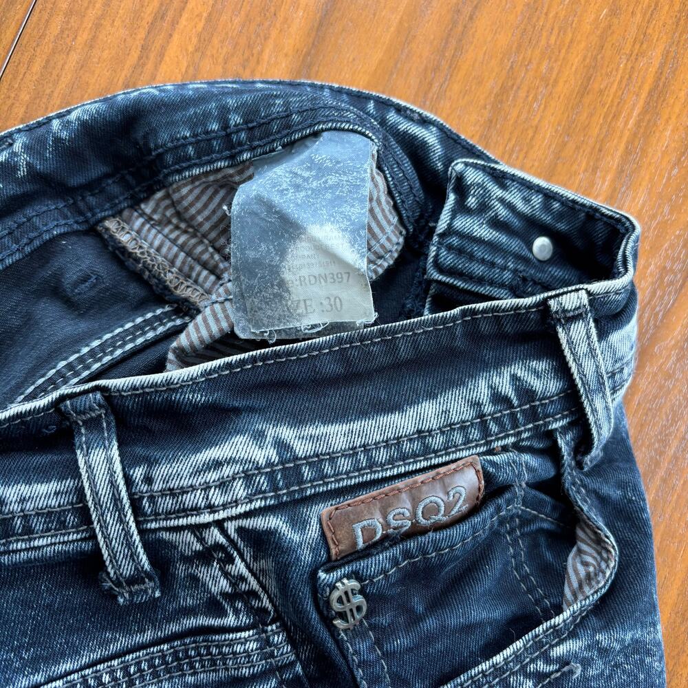 Dsquared2 DSQ2 Acid Wash Jeans Men Sz 30 Slim Straight Vintage Style Maple Leaf - Picture 15 of 15